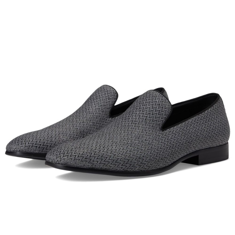 Steve Madden 7.5 Jarontey Grey Black Textured Penny Loafers